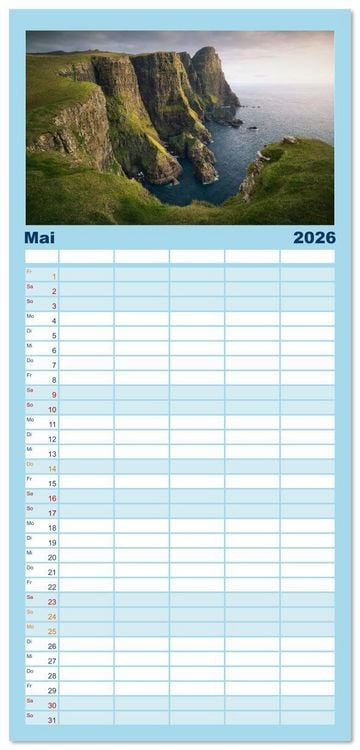 Produktbild: Familienplaner 2026 - Im Rhythmus der Wellen - Ein Jahr am Meer mit 5 Spalten (Wandkalender, 21 x 45 cm) CALVENDO