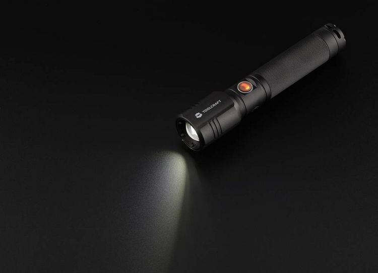 Produktbild: TOOLCRAFT SMD LED Taschenlampe verstellbar, mit USB-Schnittstelle, mit Stroboskopmodus akkubetrieben 1000 lm 35 h 194 g