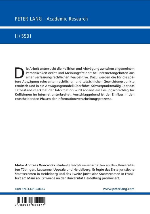 Produktbild: Pers&ouml;nlichkeitsrecht und Meinungsfreiheit im Internet