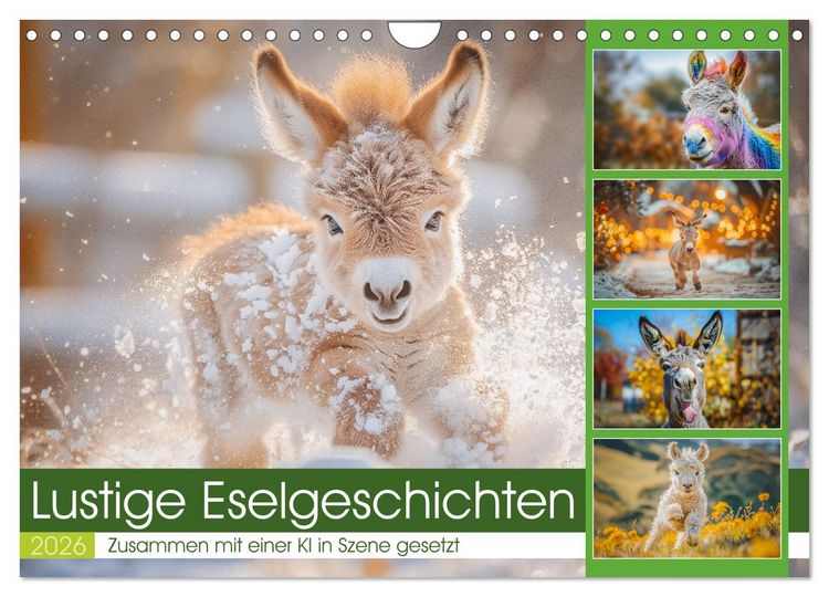 Produktbild: Lustige Eselgeschichten (Wandkalender 2026 DIN A4 quer), CALVENDO Monatskalender