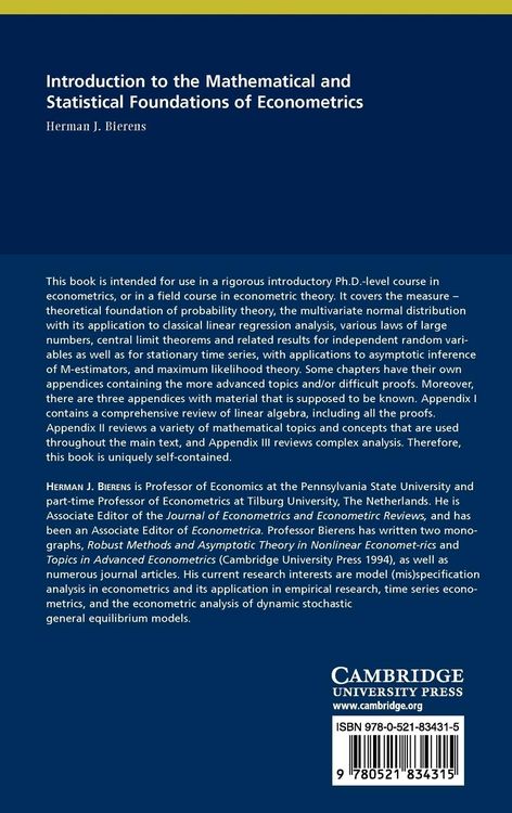Produktbild: Introduction to the Mathematical and Statistical Foundations of Econometrics