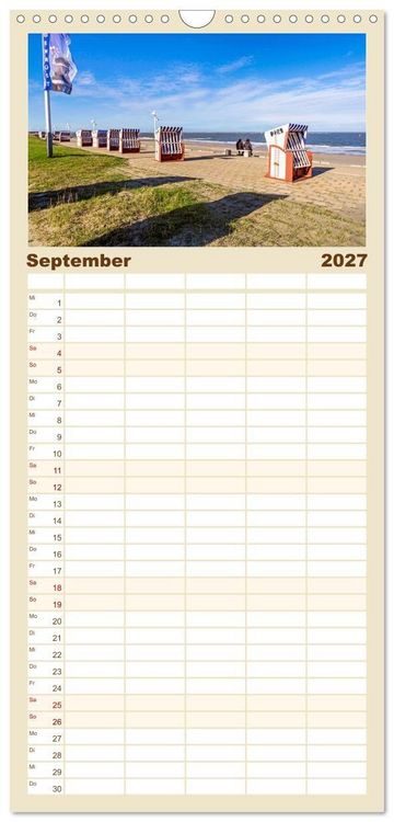 Produktbild: Familienplaner 2027 - NORDERNEY - Meine Liebe zur Nordseeinsel mit 5 Spalten (Wandkalender, 21 x 45 cm) CALVENDO