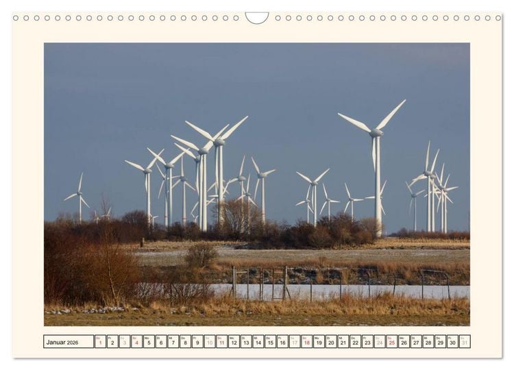 Produktbild: Windkraft in der Landschaft Ostfrieslands (Wandkalender 2026 DIN A3 quer), CALVENDO Monatskalender