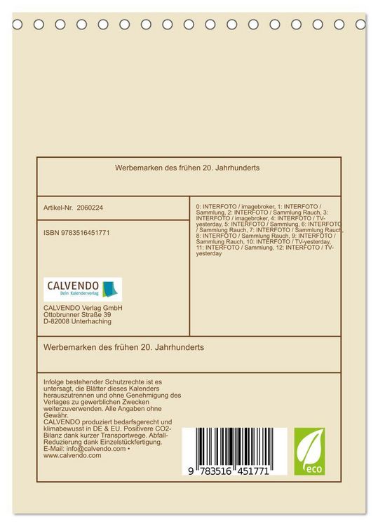 Produktbild: Werbemarken des fr&uuml;hen 20. Jahrhunderts (Tischkalender 2026 DIN A5 hoch), CALVENDO Monatskalender