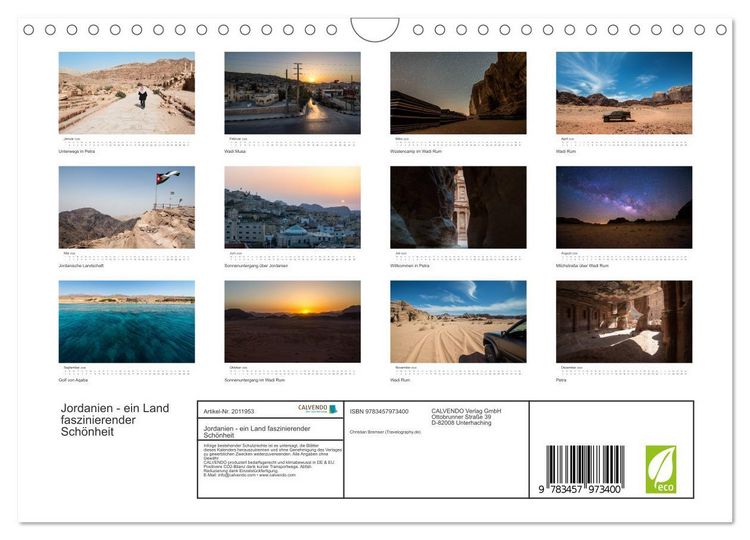 Produktbild: Jordanien - ein Land faszinierender Sch&ouml;nheit (Wandkalender 2026 DIN A4 quer), CALVENDO Monatskalender