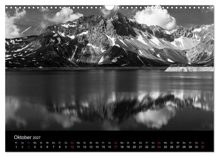 Produktbild: BERGE IN SCHWARZ WEISS (Wandkalender 2027 DIN A3 quer), CALVENDO Monatskalender