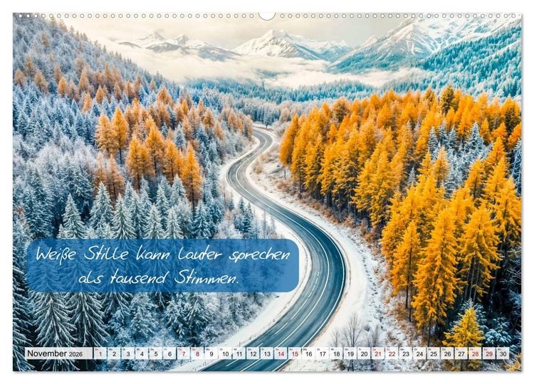 Produktbild: Wege zwischen Asphalt und Himmel - Achtsamkeitskalender mit Weisheiten (hochwertiger Premium Wandkalender 2026 DIN A2 quer), Kunstdruck in Hochglanz