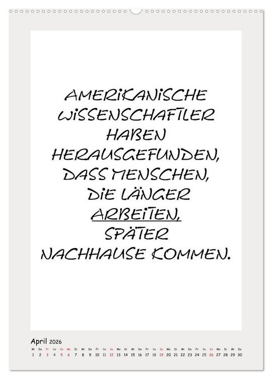 Produktbild: Spr&uuml;chekalender. Witziges f&uuml;rs B&uuml;ro (hochwertiger Premium Wandkalender 2026 DIN A2 hoch), Kunstdruck in Hochglanz