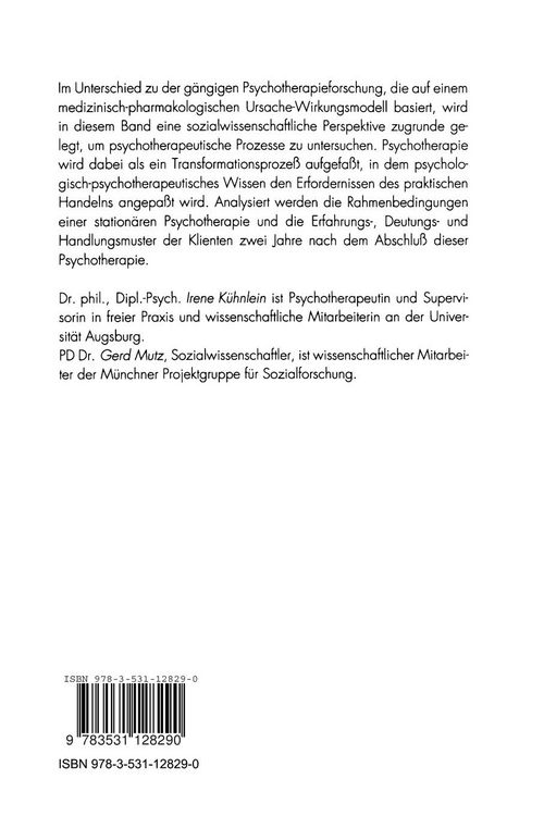 Produktbild: Psychotherapie als Transformationsproze&szlig;