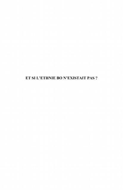 Produktbild: Et si l'ethnie Bo n'existait pas ?