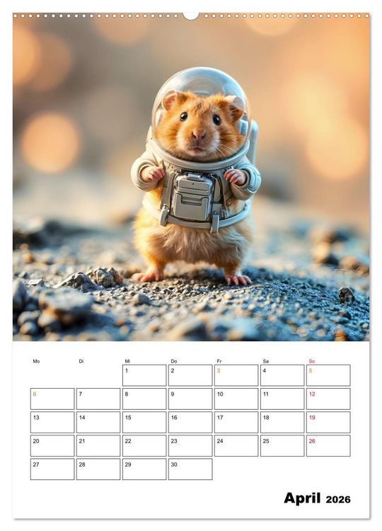 Produktbild: Space Hamster - Mit KI Hamster Astronauten im Weltall (Wandkalender 2026 DIN A2 hoch), CALVENDO Monatskalender