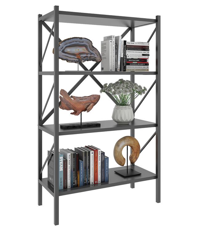 Produktbild: Holz Metall Stand Regal B&uuml;ro B&uuml;cher Insasi 4fach