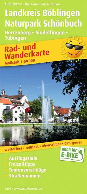 Produktbild: Publicpress Rad- und Wanderkarte Landkreis B&ouml;blingen, Naturpark Sch&ouml;nbuch, Herrenberg, Sindelfingen, T&uuml;bingen 1:50.000
