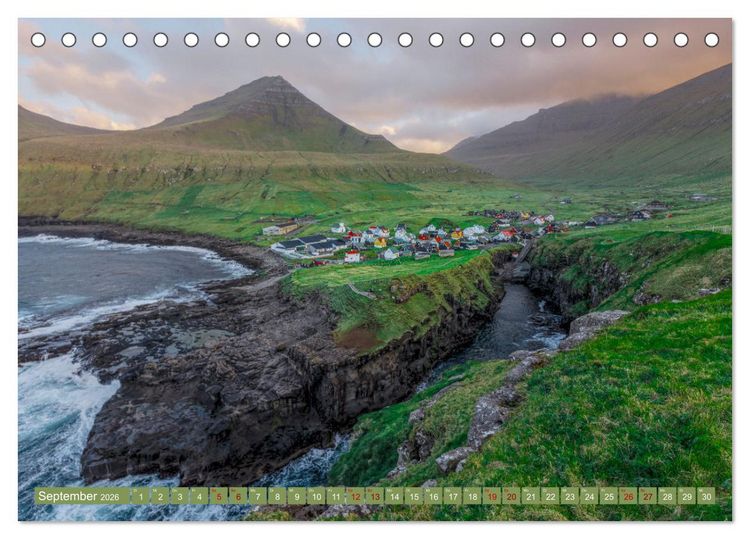 Produktbild: F&auml;r&ouml;er Inseln - Wo Schafe tanzen und die Natur im Winde fliegt (Tischkalender 2026 DIN A5 quer), CALVENDO Monatskalender