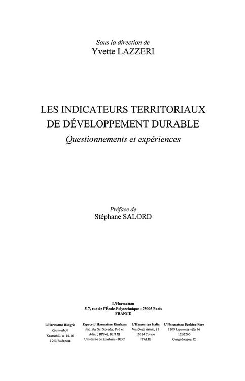Produktbild: Indicateurs territoriaux de developpemen
