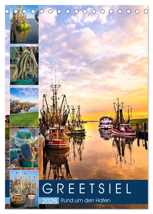 Produktbild: GREETSIEL Rund um den Hafen (Tischkalender 2026 DIN A5 hoch), CALVENDO Monatskalender