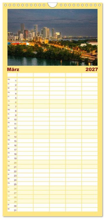Produktbild: Familienplaner 2027 - Kunterbuntes Miami mit 5 Spalten (Wandkalender, 21 x 45 cm) CALVENDO