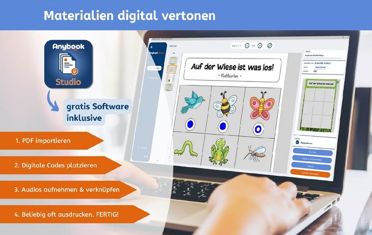 Produktbild: Anybook Pro &ndash; Klassensatz mit 4 Audiostiften und einer Jahreslizenz f&uuml;r Codes zum Drucken & Kopieren