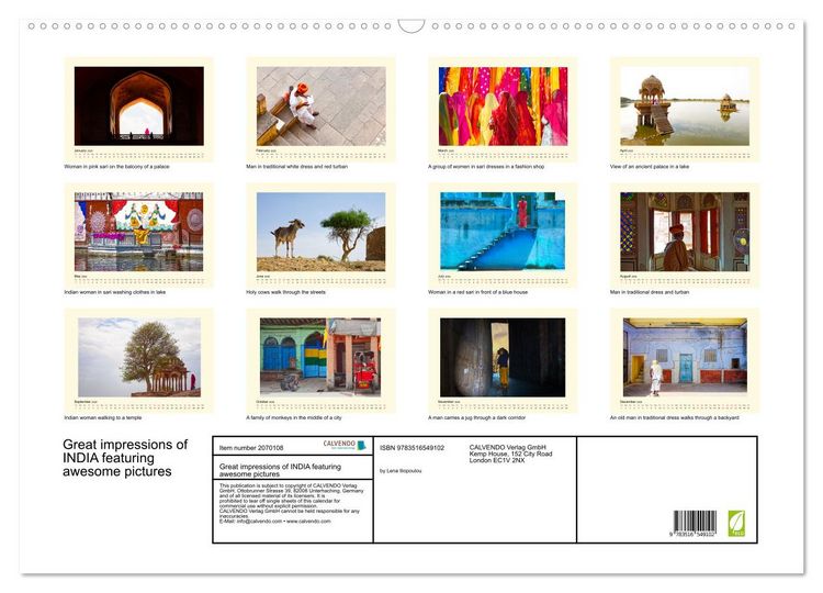 Produktbild: Great impressions of INDIA featuring awesome pictures (Wall Calendar 2026 DIN A2 landscape), CALVENDO 12 Month Wall Calendar