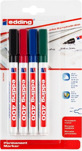 Produktbild: edding Permanentmarker 400 1mm 4 St&uuml;ck Blister