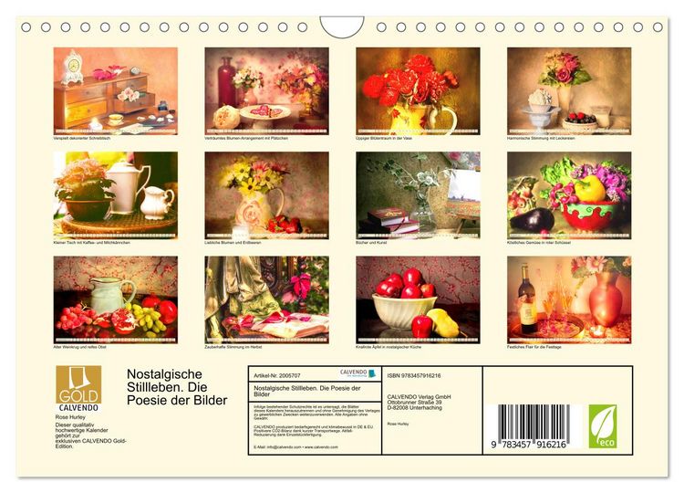 Produktbild: Nostalgische Stillleben. Die Poesie der Bilder (Wandkalender 2026 DIN A4 quer), CALVENDO Monatskalender