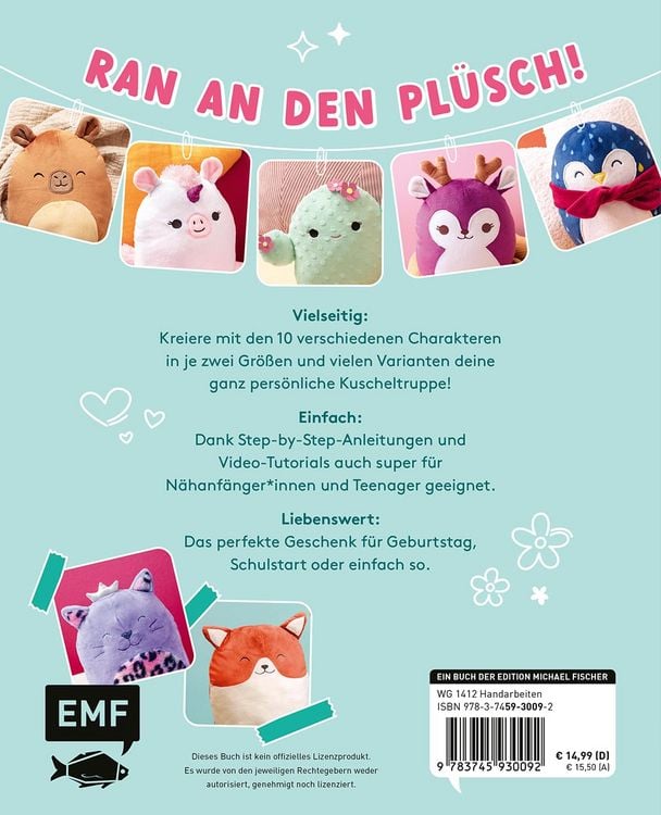 Produktbild: So squishy n&auml;hen: Niedliche Pl&uuml;schtiere in gro&szlig; und klein f&uuml;r Squishmallow-Fans mit @mommymade