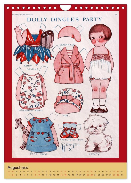 Produktbild: Dolly Dingle Kalender - Anziehpuppen von Grace G. Drayton (Wandkalender 2026 DIN A4 hoch), CALVENDO Monatskalender