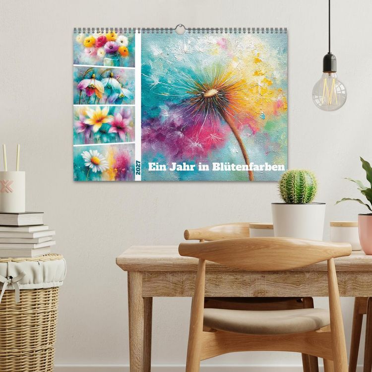 Produktbild: Ein Jahr in Bl&uuml;tenfarben (Wandkalender 2027 DIN A3 quer), CALVENDO Monatskalender
