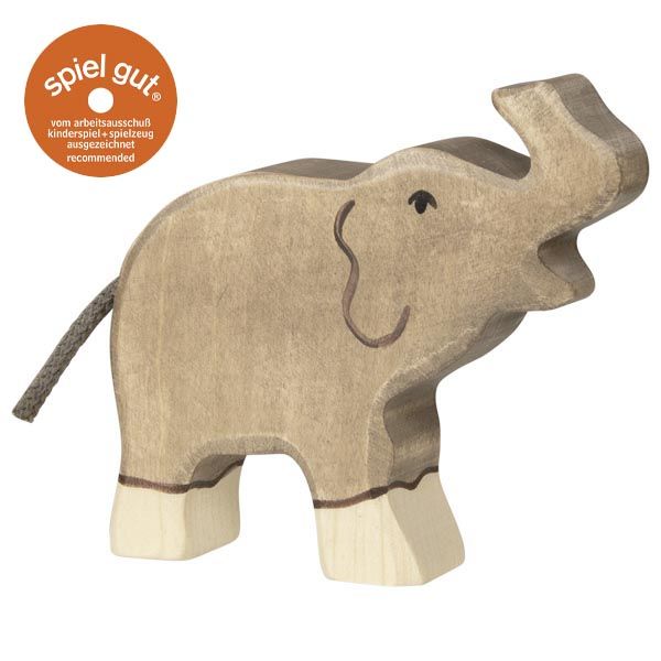 Produktbild: Holztiger Elefant, klein, R&uuml;ssel hoch, Holz