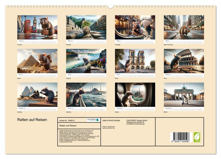 Produktbild: Ratten auf Reisen (hochwertiger Premium Wandkalender 2026 DIN A2 quer), Kunstdruck in Hochglanz