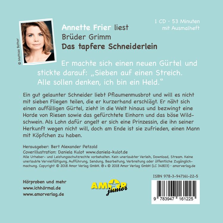 Produktbild: Das tapfere Schneiderlein - gelesen von Annette Frier - ICHH&ouml;RMAL