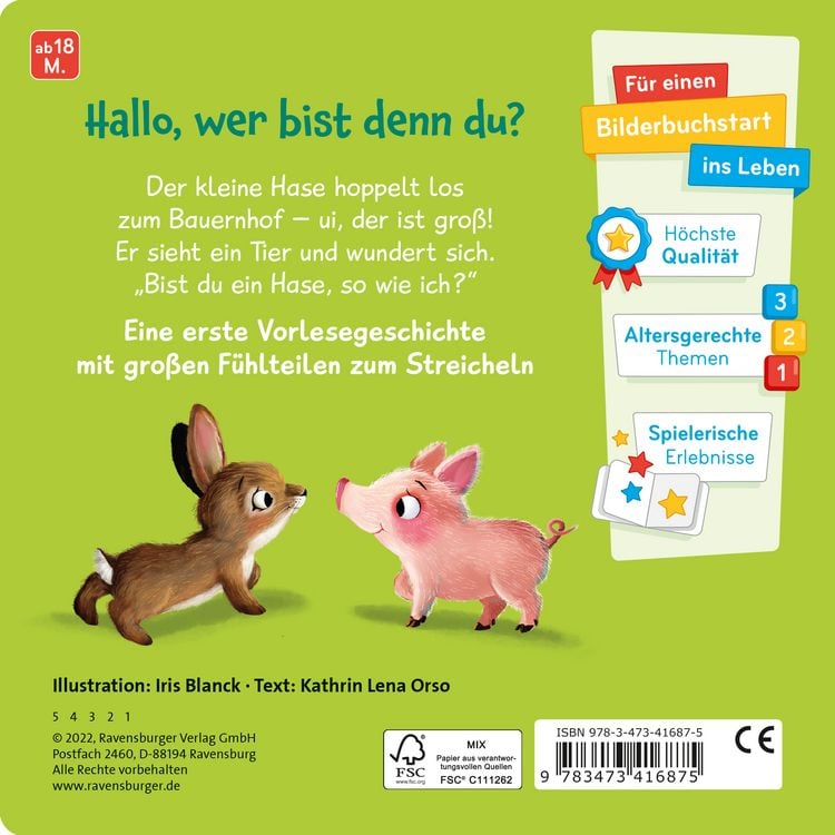 Produktbild: Mein erstes Vorlese-F&uuml;hlbuch - Bist du ein Hase?