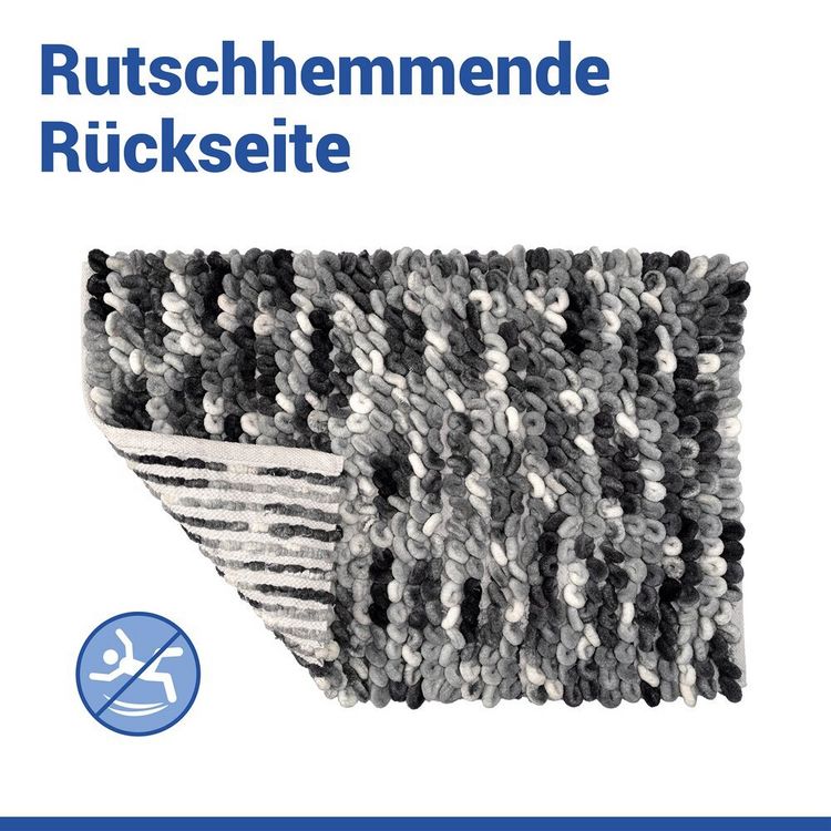 Produktbild: Badteppich Mod. Lerici Grau-Blau, 60 x 90 cm, rutschfest und schnelltrocknend