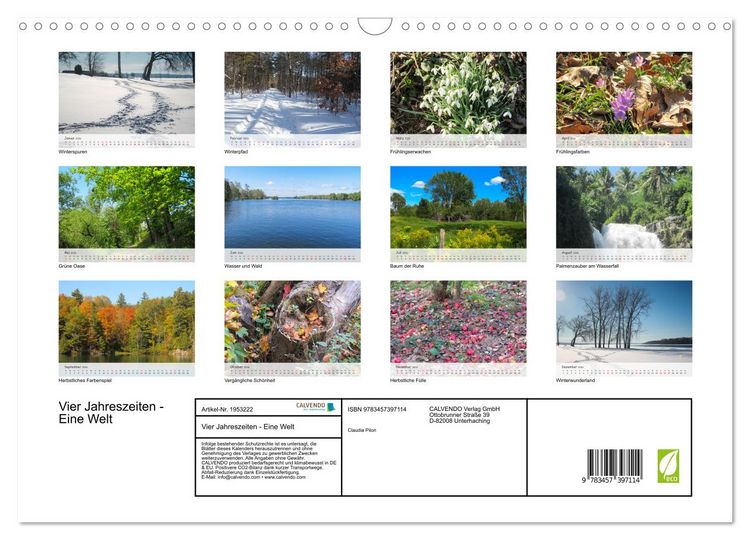 Produktbild: Vier Jahreszeiten - Eine Welt (Wandkalender 2026 DIN A3 quer), CALVENDO Monatskalender