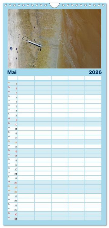 Produktbild: Familienplaner 2026 - neunziggrad I photoart: das wattenmeer von oben mit 5 Spalten (Wandkalender, 21 x 45 cm) CALVENDO