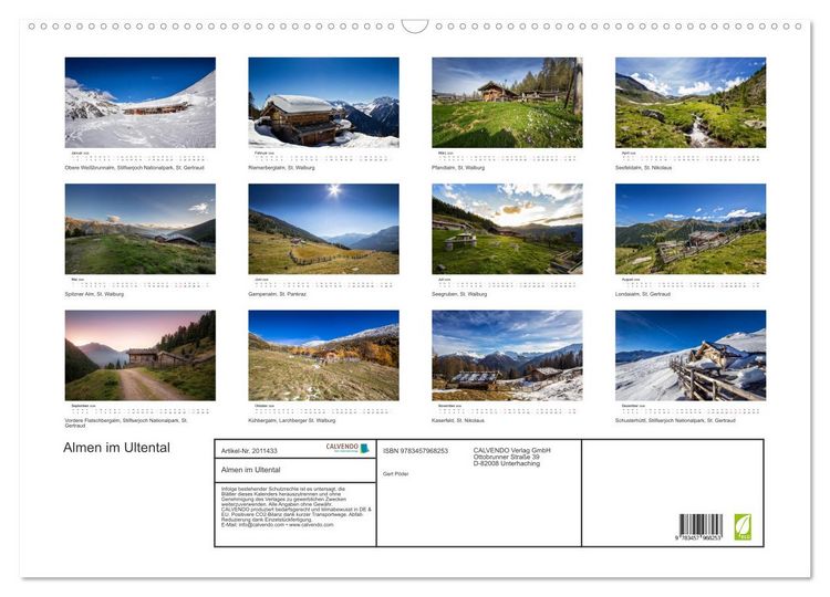 Produktbild: Almen im Ultental (Wandkalender 2026 DIN A2 quer), CALVENDO Monatskalender