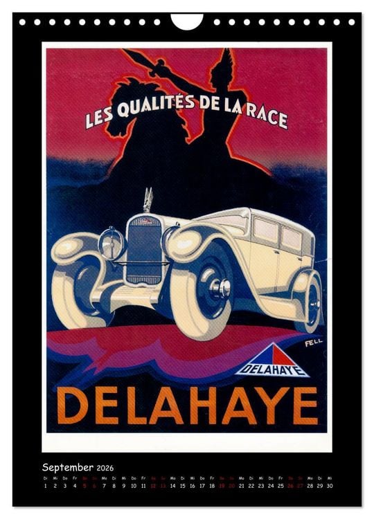 Produktbild: Historische Automobilplakate (Wandkalender 2026 DIN A4 hoch), CALVENDO Monatskalender