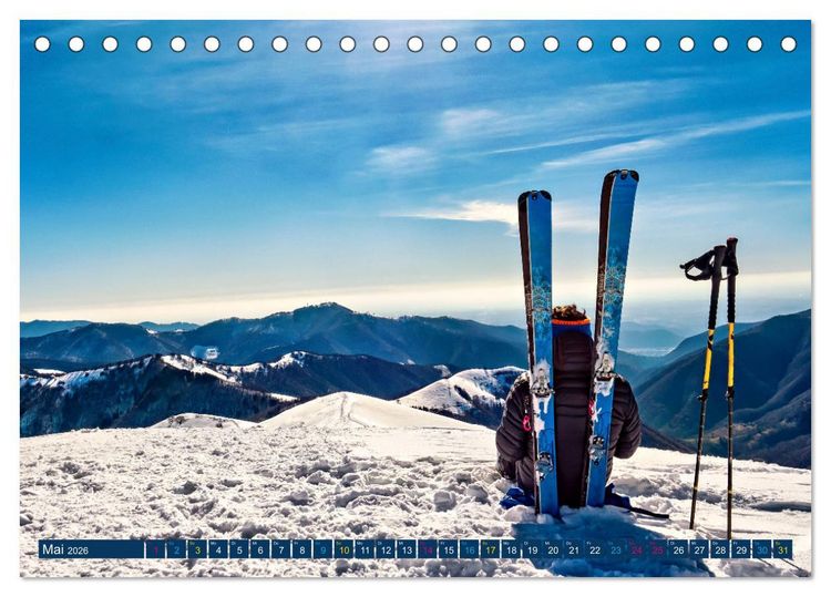 Produktbild: Skimountaineering - Erobere die Berge im Winter (Tischkalender 2026 DIN A5 quer), CALVENDO Monatskalender