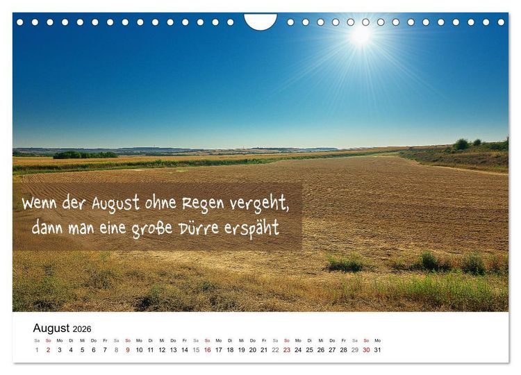 Produktbild: Bauernregeln Kalender - Rhythmus der Jahreszeiten (Wandkalender 2026 DIN A4 quer), CALVENDO Monatskalender