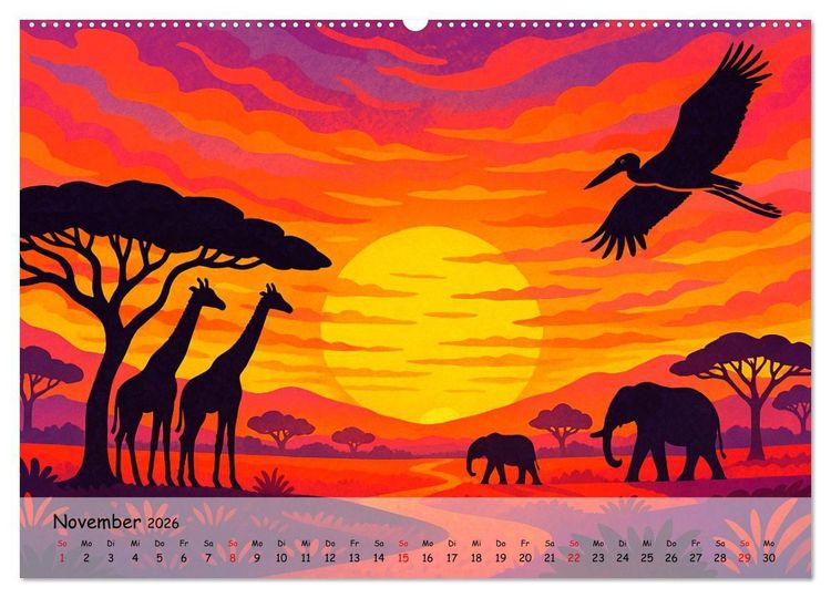 Produktbild: AFRIKA VIBES &ndash; Zw&ouml;lf Bilder voll Stolz, Leben und Licht (hochwertiger Premium Wandkalender 2026 DIN A2 quer), Kunstdruck in Hochglanz