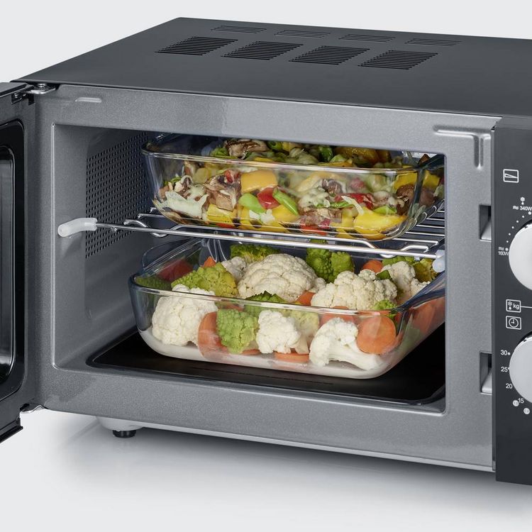 Produktbild: Severin MW 7762 Mikrowelle Schwarz, Edelstahl 800W Grillfunktion