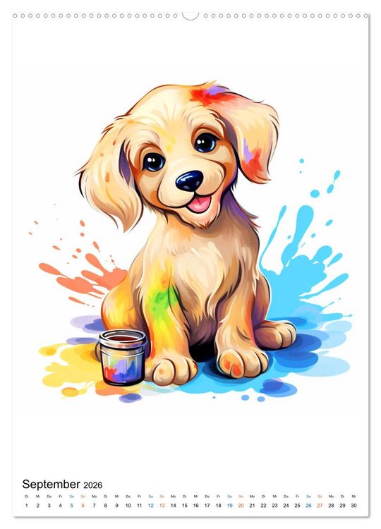 Produktbild: Verspielte Hunde (hochwertiger Premium Wandkalender 2026 DIN A2 hoch), Kunstdruck in Hochglanz