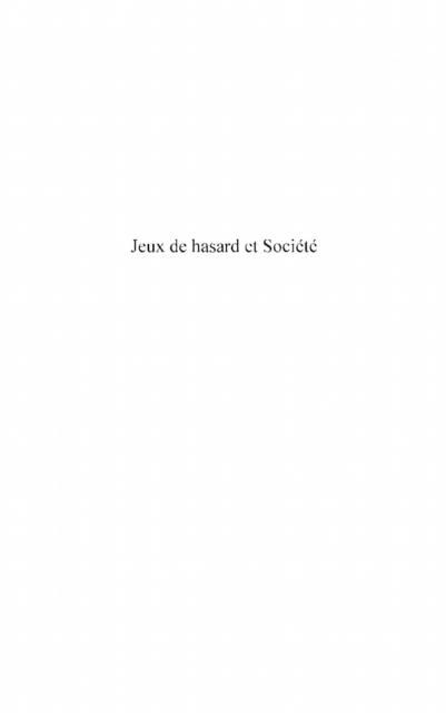 Produktbild: Jeux de hasard et societe