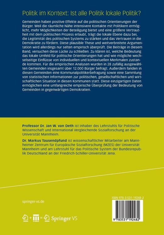 Produktbild: Politik im Kontext: Ist alle Politik lokale Politik?