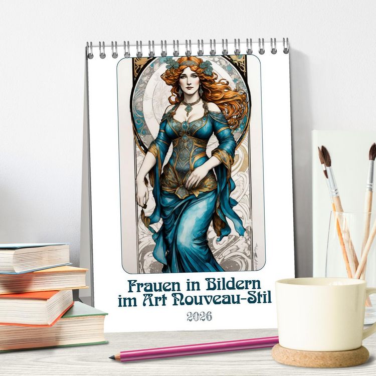 Produktbild: Frauen in Bildern im Art Nouveau-Stil (Tischkalender 2026 DIN A5 hoch), CALVENDO Monatskalender