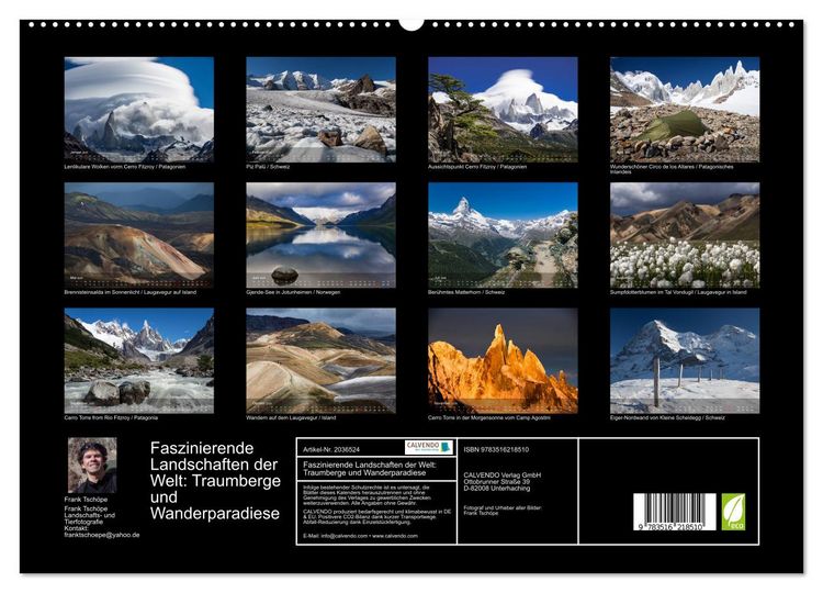 Produktbild: Faszinierende Landschaften der Welt: Traumberge und Wanderparadiese (hochwertiger Premium Wandkalender 2026 DIN A2 quer), Kunstdruck in Hochglanz