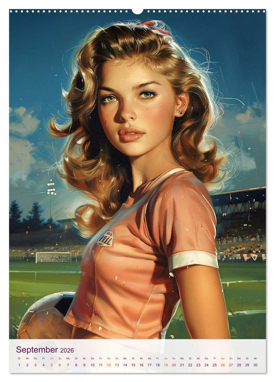Produktbild: Frauenfu&szlig;ball - Old School Poster Style (Wandkalender 2026 DIN A2 hoch), CALVENDO Monatskalender