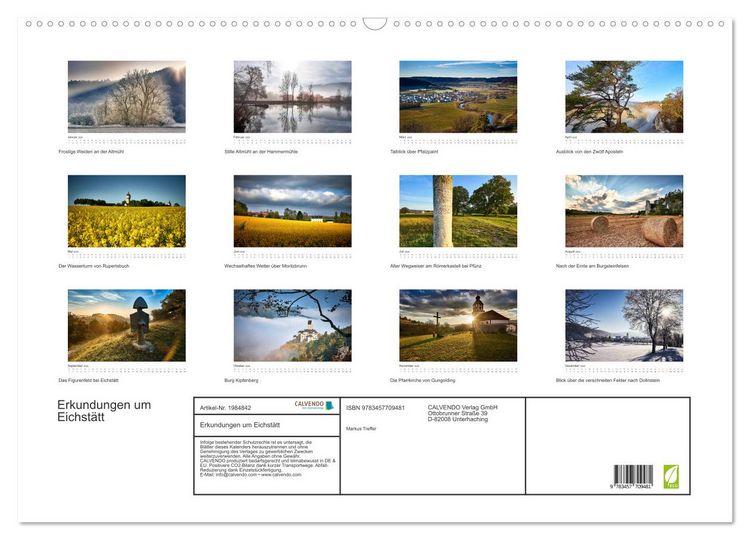 Produktbild: Erkundungen um Eichst&auml;tt (Wandkalender 2026 DIN A2 quer), CALVENDO Monatskalender