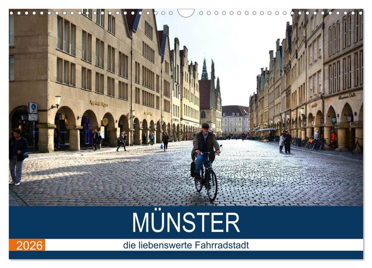 Produktbild: M&uuml;nster - die liebenswerte Fahrradstadt (Wandkalender 2026 DIN A3 quer), CALVENDO Monatskalender