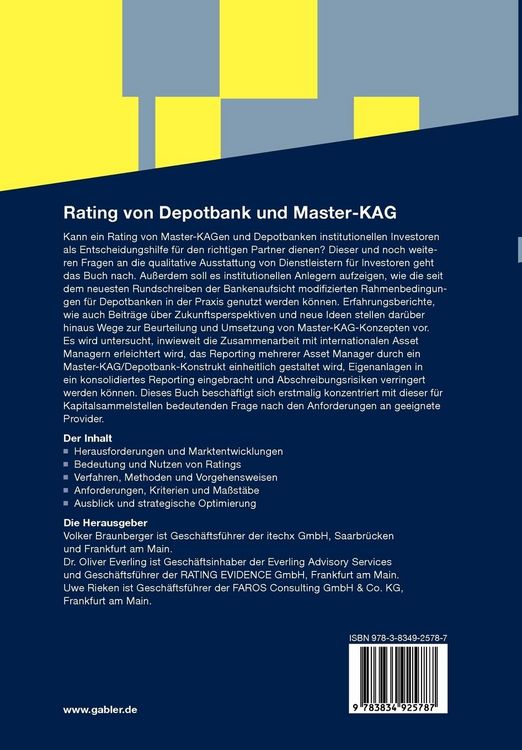 Produktbild: Rating von Depotbank und Master-KAG